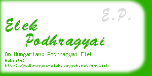 elek podhragyai business card